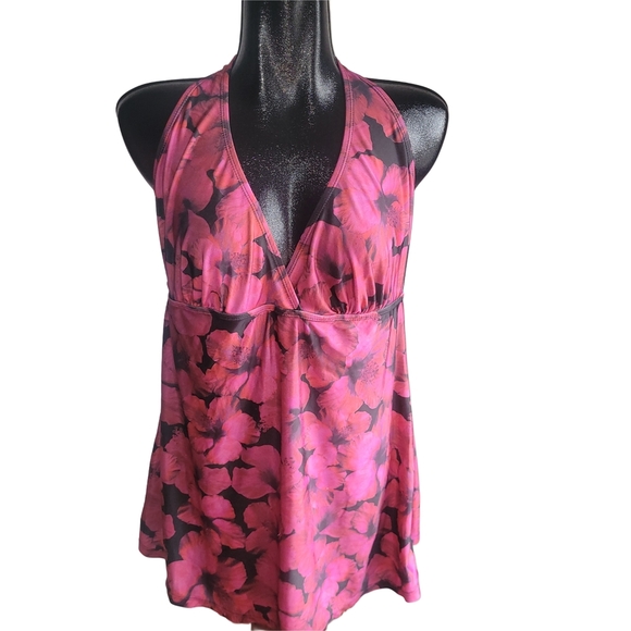 ACX Swim Pink Floral Swimsuit Dress 1X - Picture 1 of 3